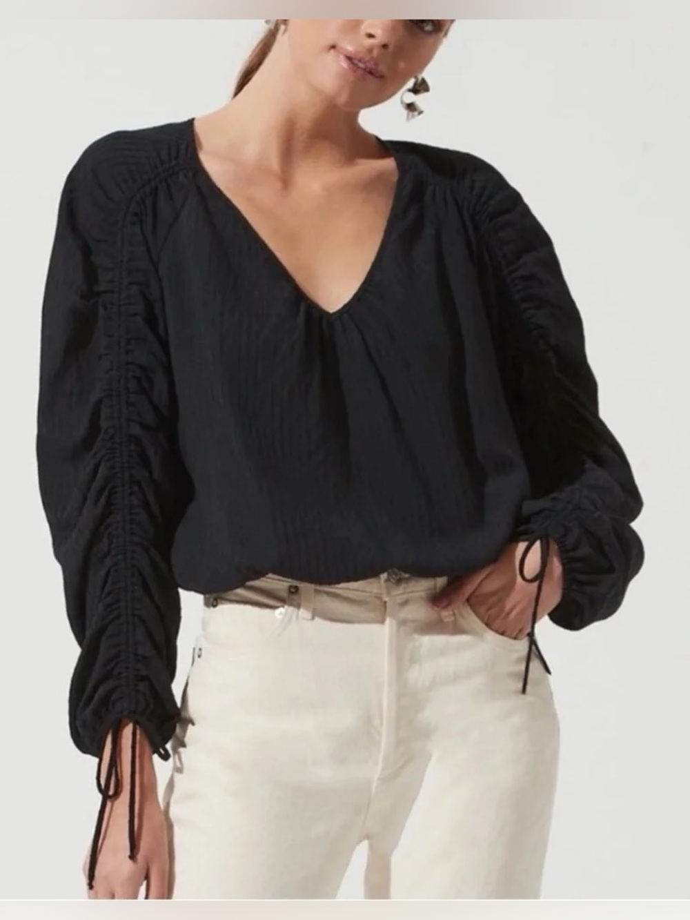 NWT ASTR Ruched V Neck Top